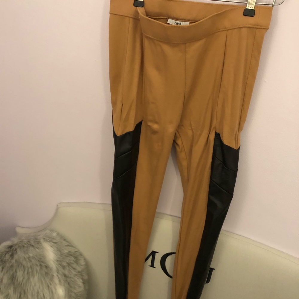 Tan and leather leggings